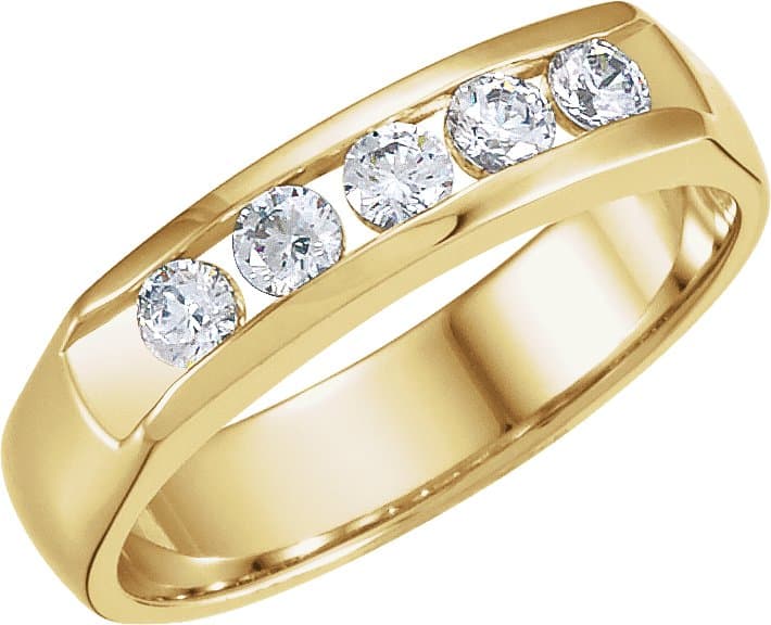 14K Yellow 5/8 CTW Natural Diamond Band Size 11