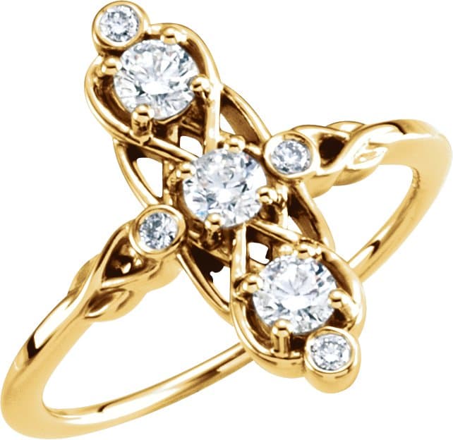 14K Rose 1/5 CTW Natural Diamond Three-Stone Ring