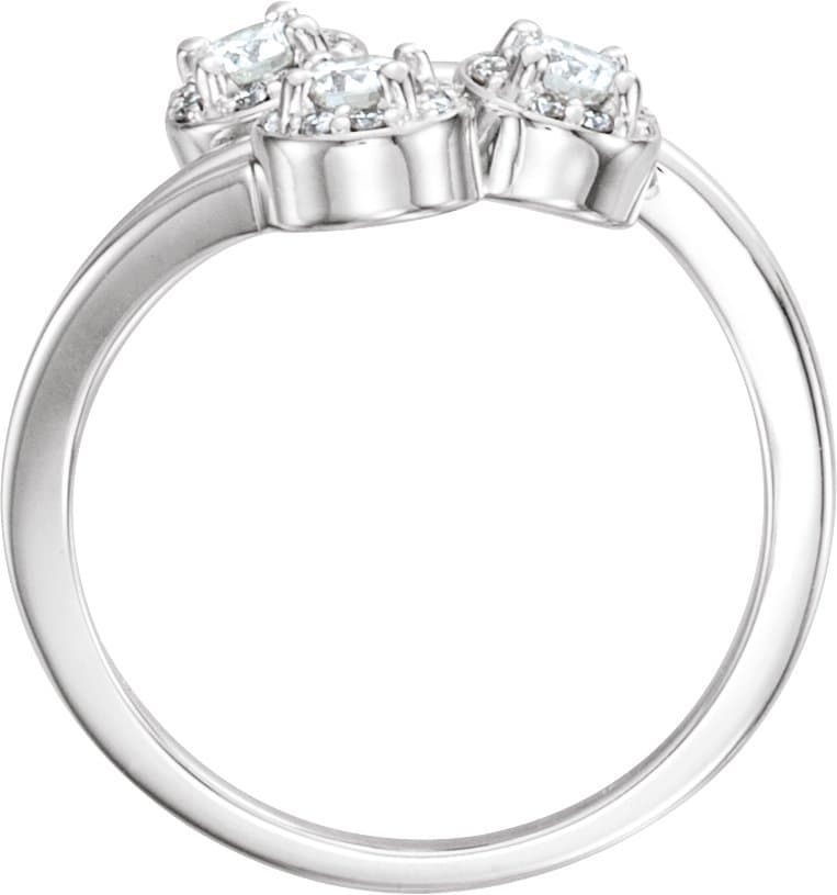 Halo-Style Three-Stone Ring view 2