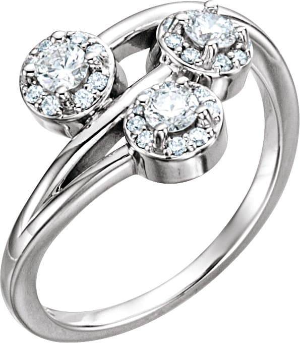 14K Rose 3/8 CTW Natural Diamond Three-Stone Ring