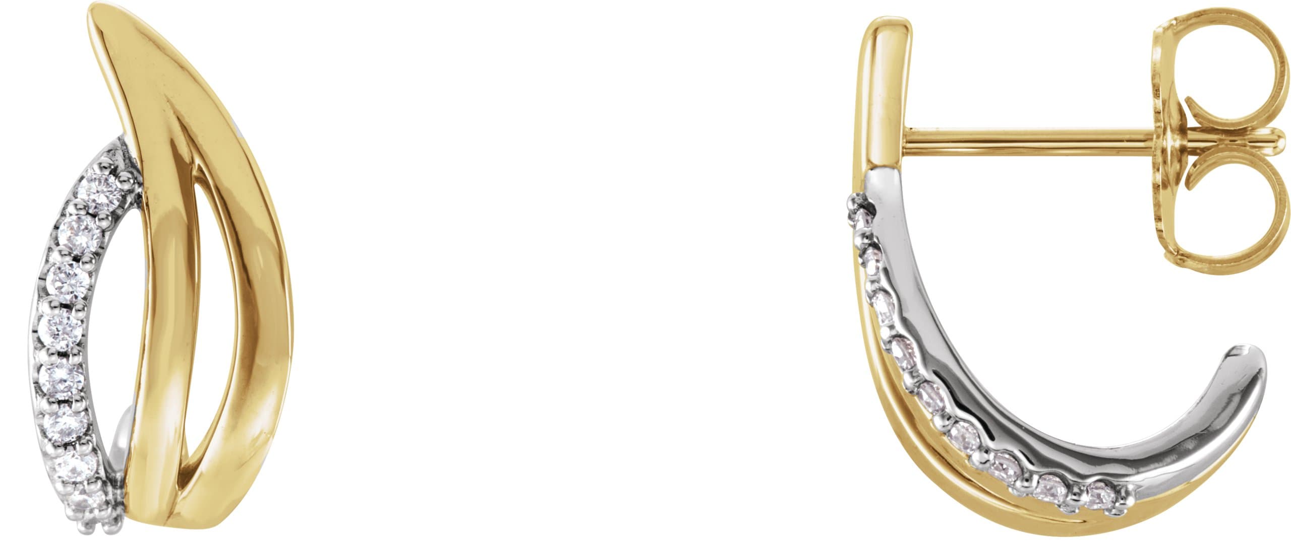 14K Rose 1/10 CTW Natural Diamond Freeform J-Hoop Earrings
