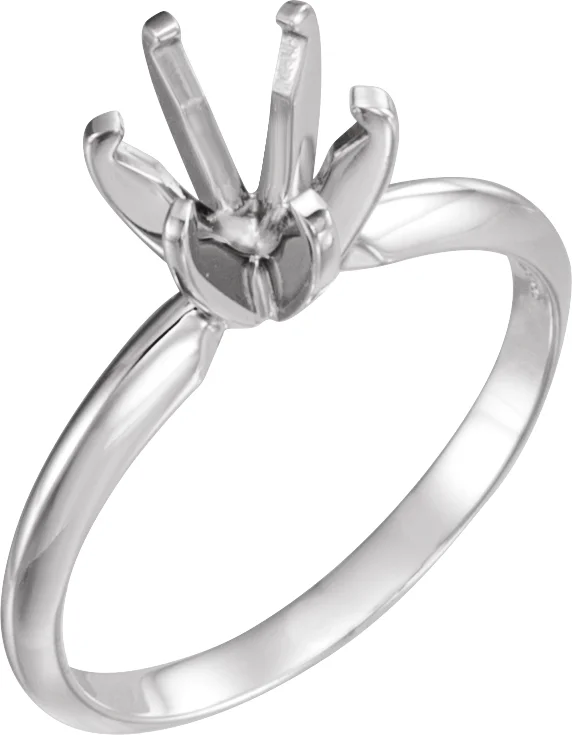 10K Yellow Gold 6.0-6.6 mm Round Pre-Notched Lightweight 6-Prong Solitaire Engagement Ring Mounting