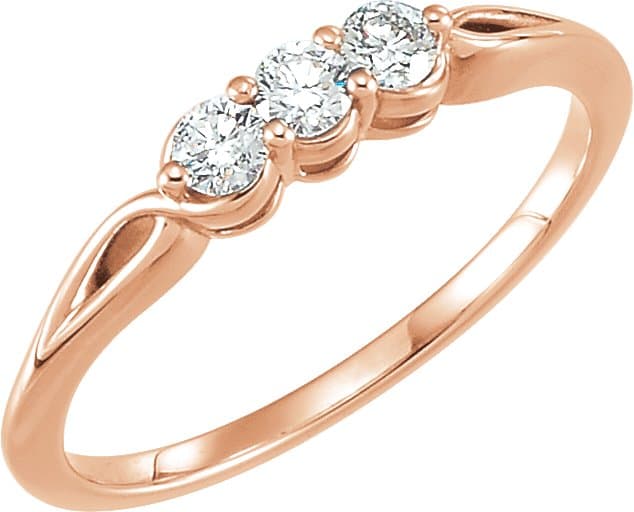 14K Rose 1 CTW Natural Diamond Three-Stone Ring