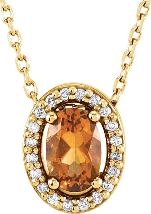 14K Yellow Natural Citrine & .05 CTW Natural Diamond 16 Necklace