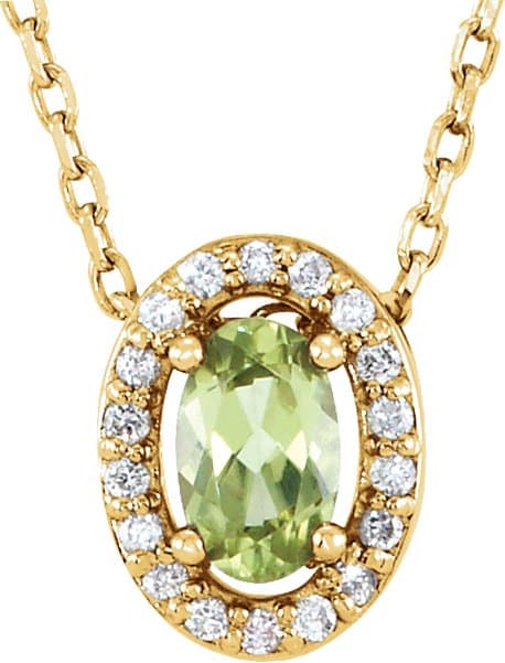 14K White Natural Citrine & .05 CTW Natural Diamond 16" Necklace
