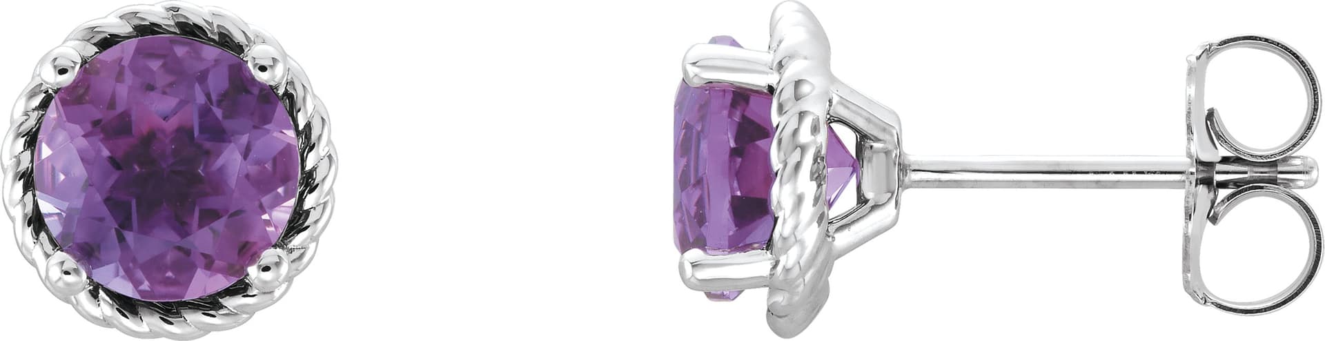 14K Rose Amethyst Rope Earrings