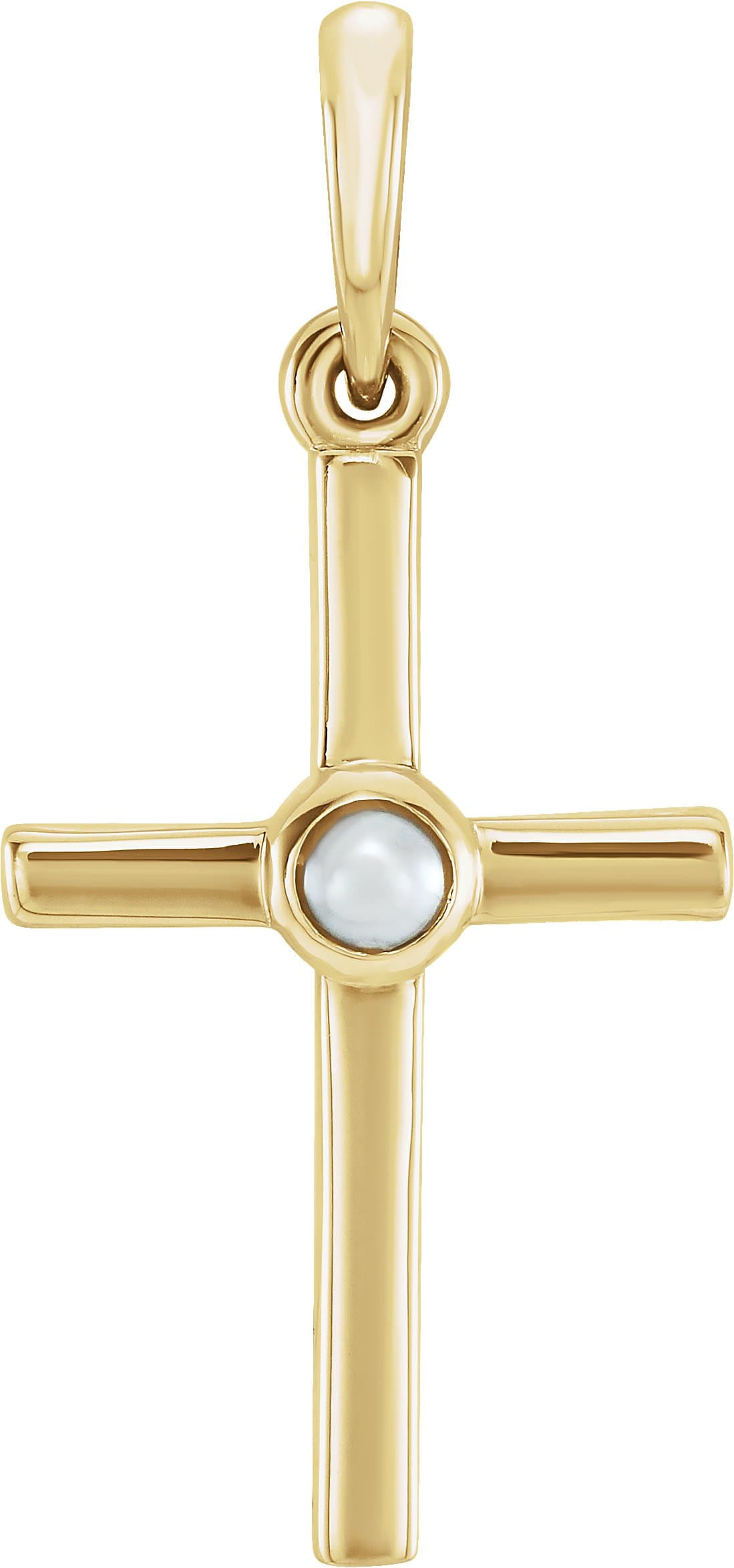 14K Rose Cultured White Freshwater Pearl Cross Pendant
