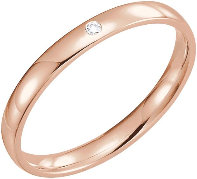 14K Rose .015 CT Natural Diamond Gypsy-Set Comfort-Fit Band Size 10.5