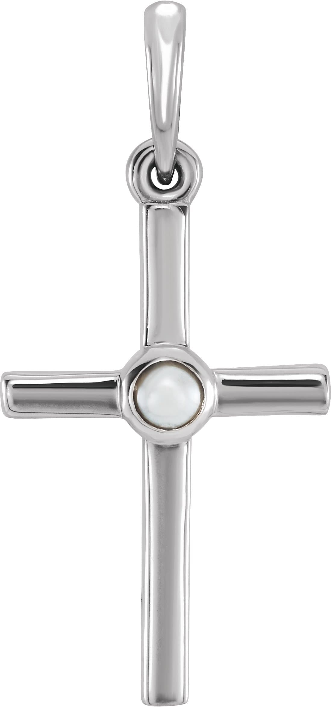 14K Rose Cultured White Freshwater Pearl Cross Pendant