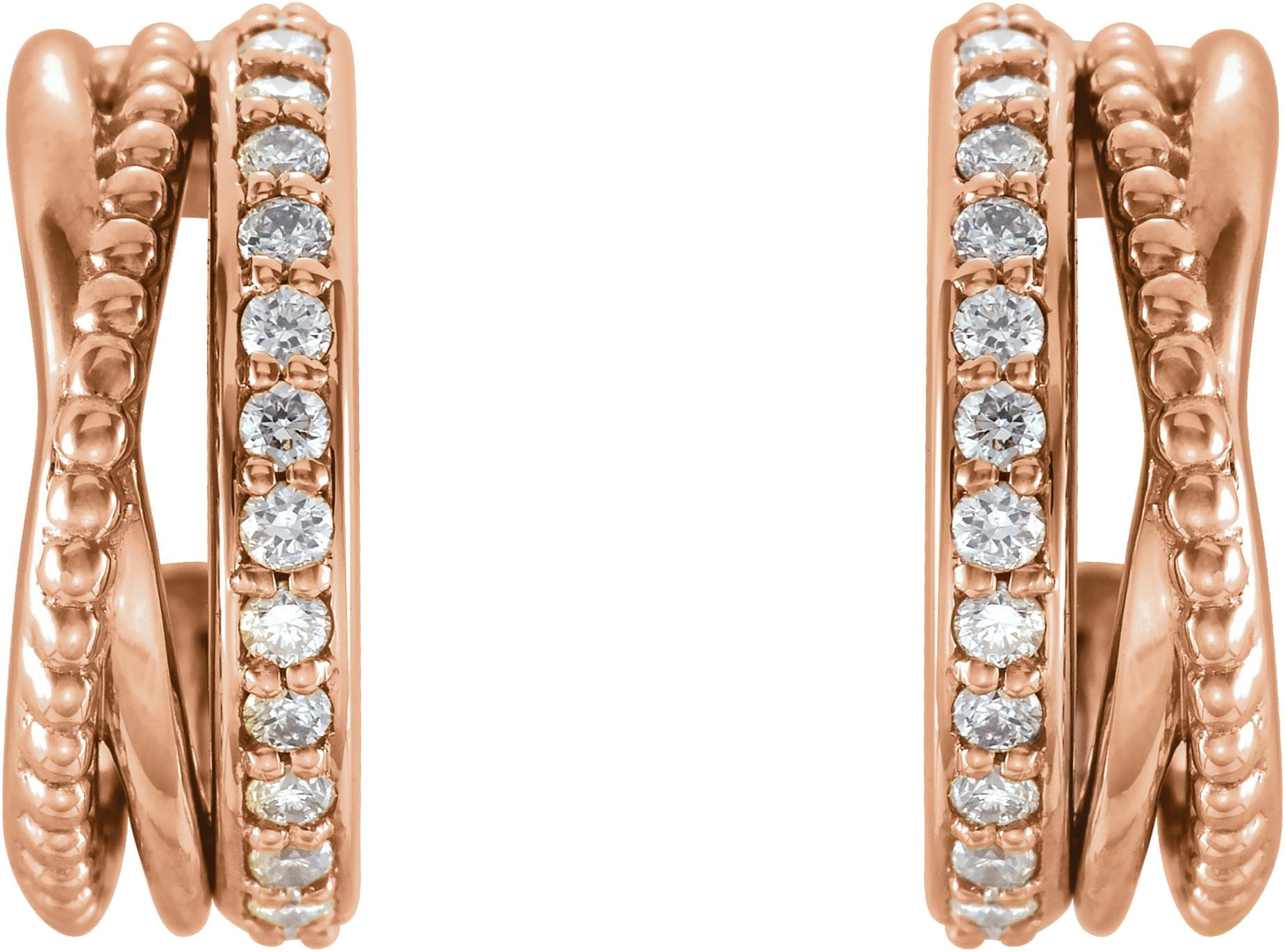 14K Rose 1/5 CTW Natural Diamond Hoop Earrings