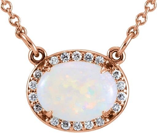 14K Rose Natural Rhodolite Garnet & .07 CTW Natural Diamond Halo-Style 16 1/2 Necklace
