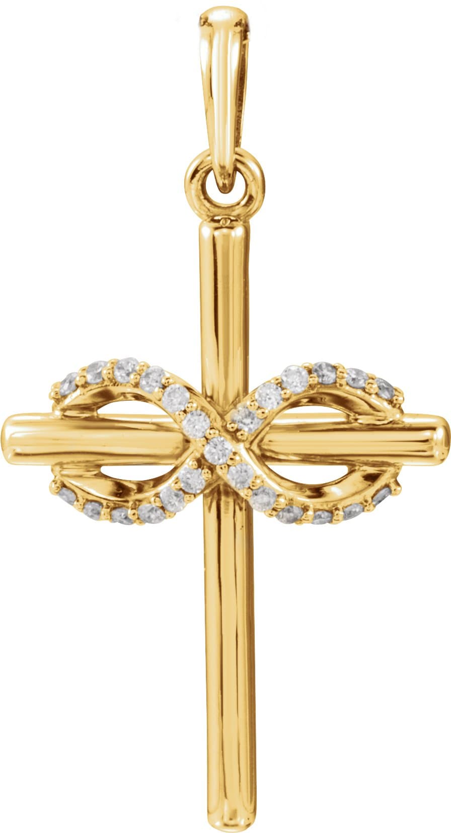 14K White .06 CTW Natural Diamond Infinity-Inspired Cross Pendant