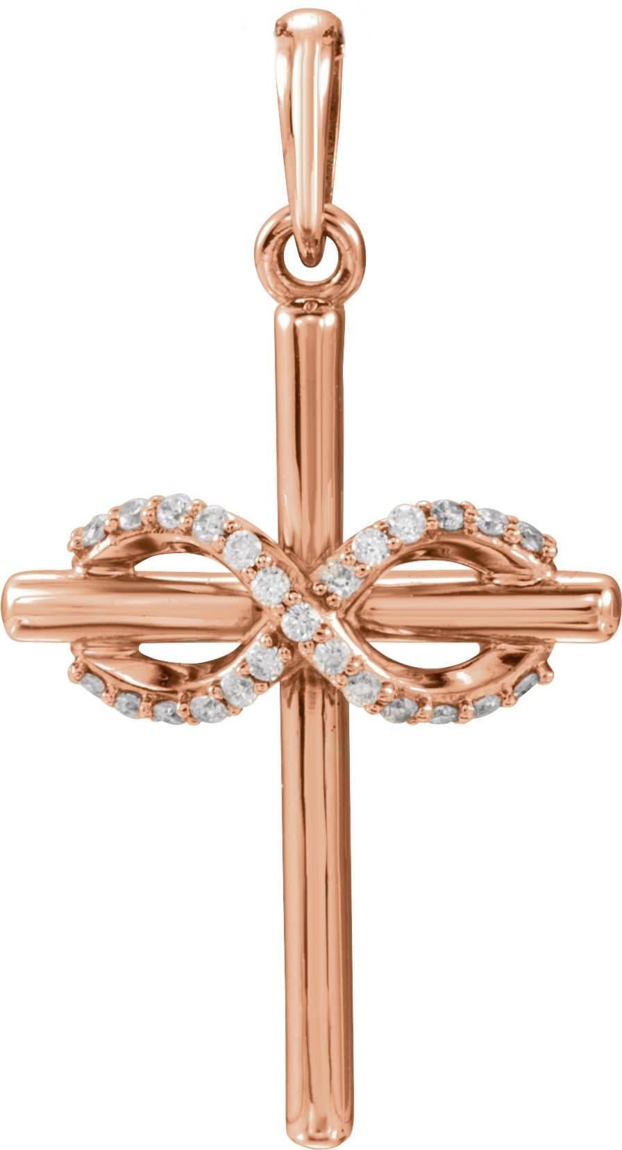 14K Rose .06 CTW Natural Diamond Infinity-Inspired Cross Pendant