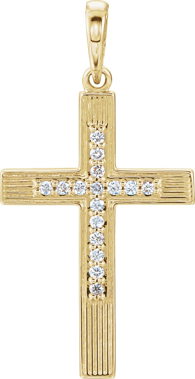 14K Rose .07 CTW Natural Diamond Cross Pendant