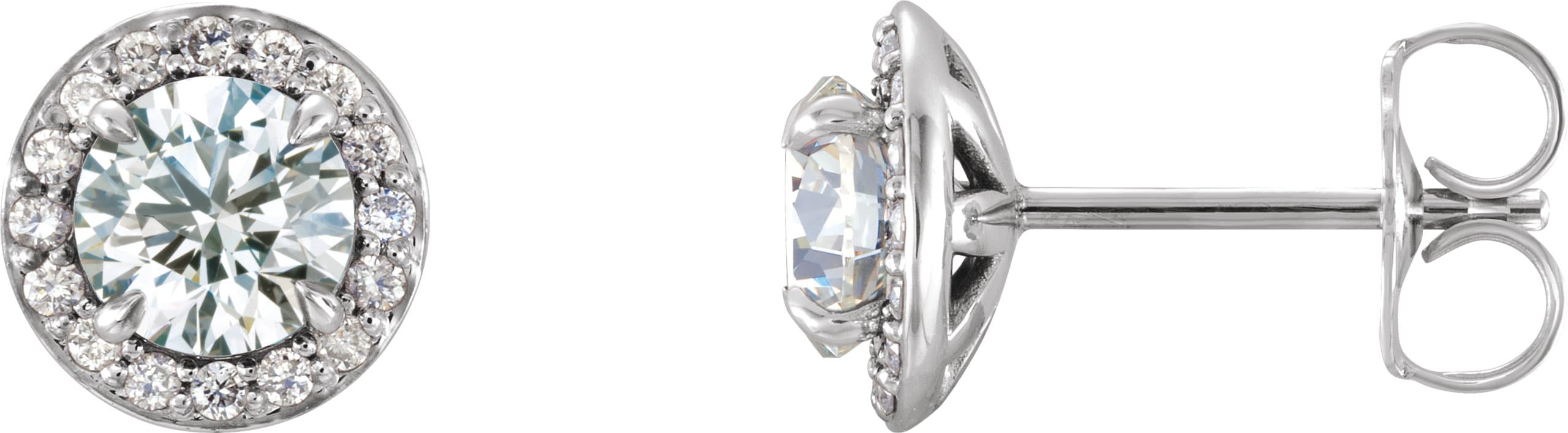 14K White Gold 1 CTW Natural Diamond Halo-Style Earrings