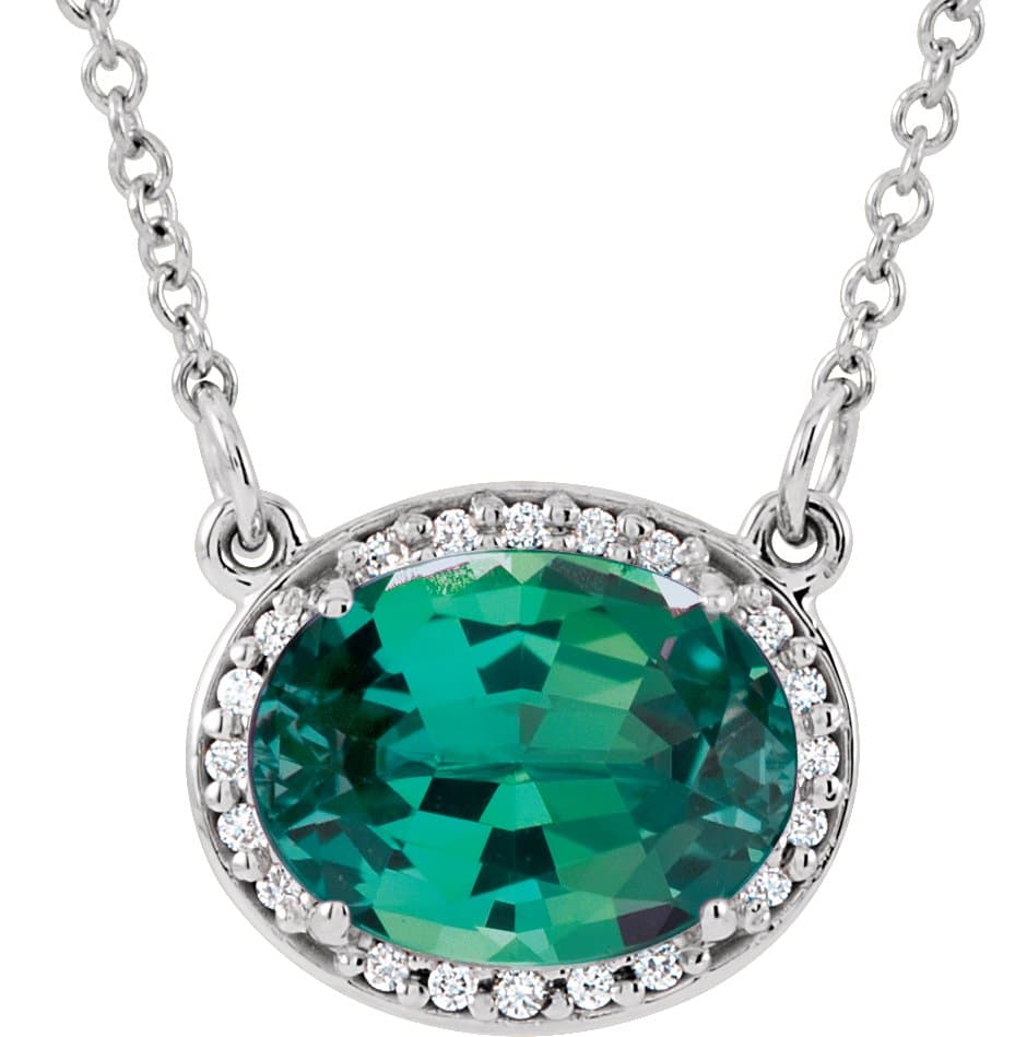 Platinum 9x7 mm Oval Halo-Style 16 1/2" Necklace Mounting