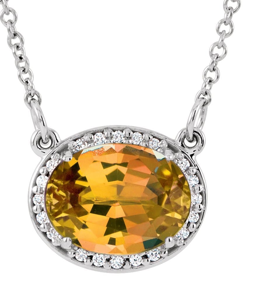 14K White Lab-Grown Alexandrite & .04 CTW Natural Diamond 16 1/2 Necklace