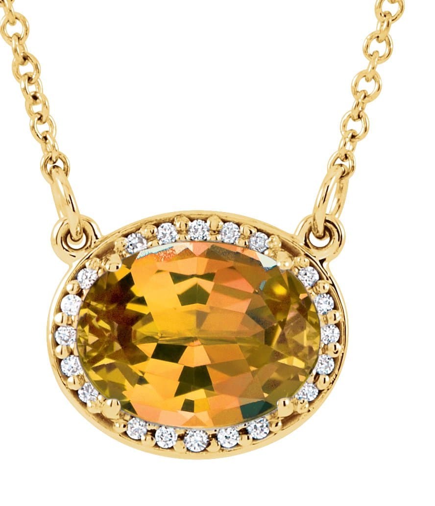 14K White Lab-Grown Alexandrite & .04 CTW Natural Diamond 16 1/2 Necklace