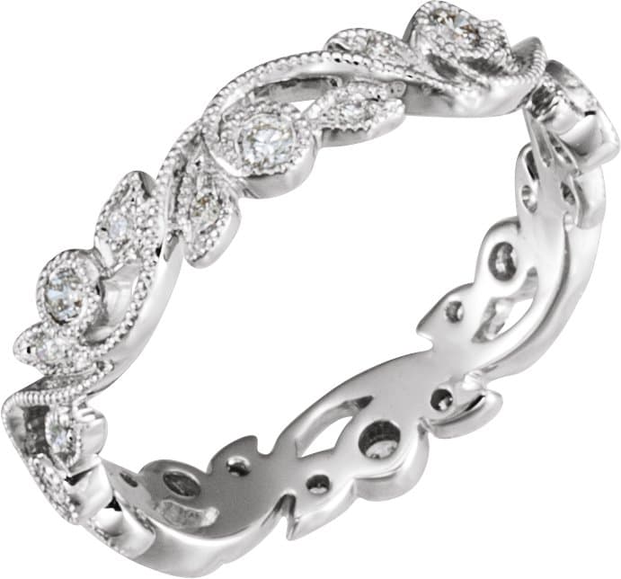 14K White 1/4 CTW Natural Diamond Eternity Band Size 10.5