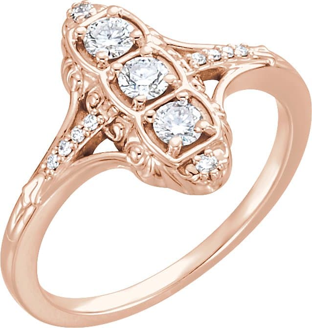 14K Rose 1/3 CTW Natural Diamond Vintage-Inspired Ring