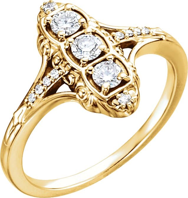 14K Rose 1/3 CTW Natural Diamond Vintage-Inspired Ring
