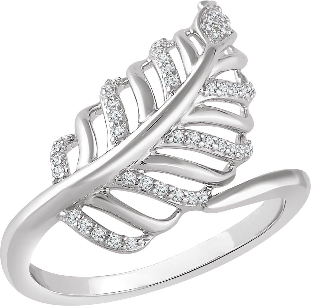 14K Rose 1/5 CTW Natural Diamond Leaf Ring