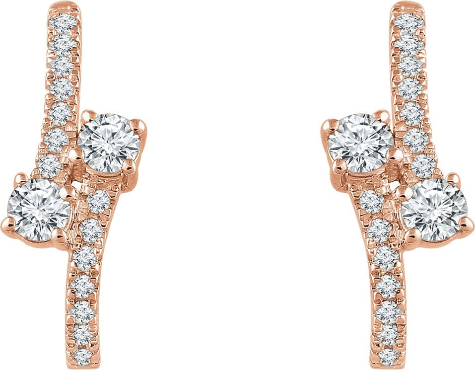Two-Stone J-Hoop Earrings view 2