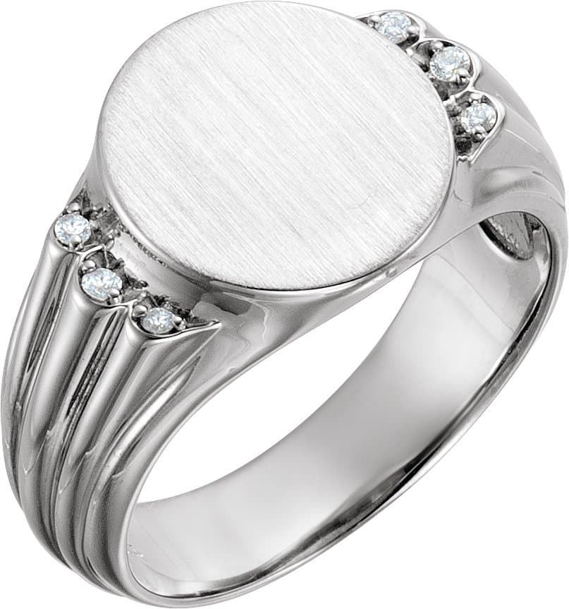14K Rose .07 CTW Natural Diamond 14.5x13 mm Oval Signet Ring