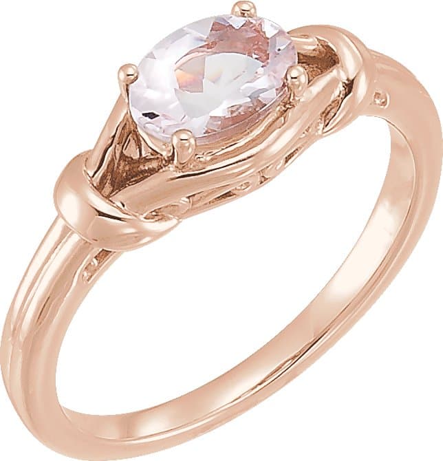14K Rose 5x3 mm Natural Pink Morganite Knot Ring