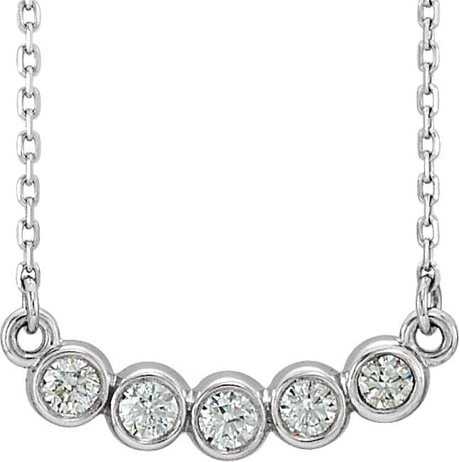 14K White Gold  1/3 CTW Natural Diamond Bezel-Set 16-18" Necklace
