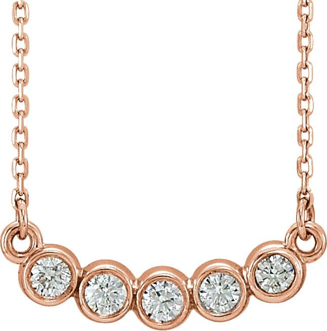 14K Rose  1/3 CTW Natural Diamond Bezel-Set 16-18 Necklace