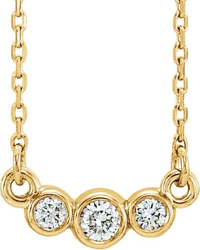14K White 1/8 CTW Natural Diamond Three-Stone 16-18 Necklace