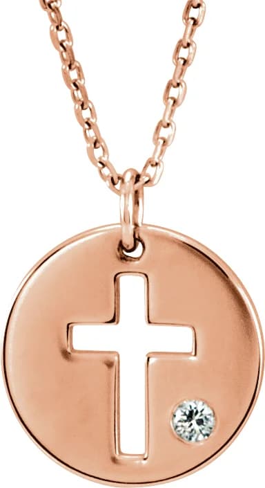 Pierced Cross Disc Necklace, view 2