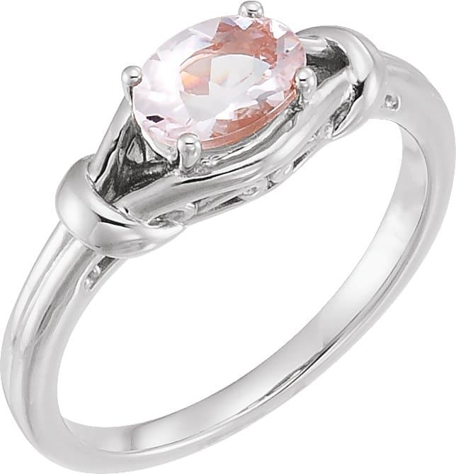 14K Rose 5x3 mm Natural Pink Morganite Knot Ring