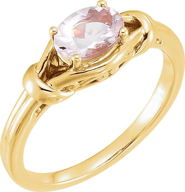 14K Rose 5x3 mm Natural Pink Morganite Knot Ring