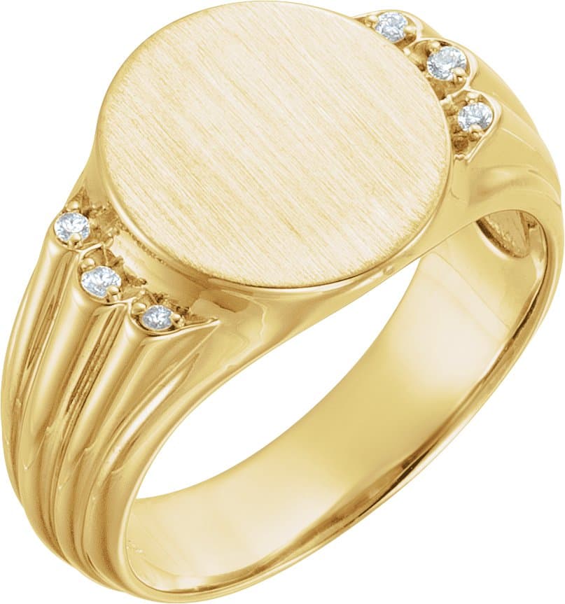 14K Rose .07 CTW Natural Diamond 14.5x13 mm Oval Signet Ring