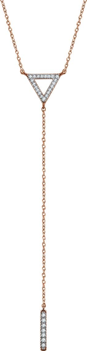 14K Rose 1/6 CTW Natural Diamond Triangle & Bar  16-18  Y Necklace