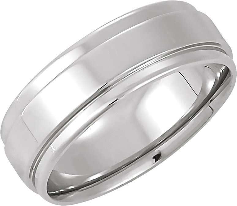 18K White Inlay 7.5 mm Comfort-Fit Flat Band Size 10.5