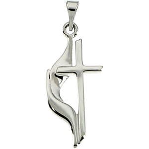 18K Yellow Methodist Cross Pendant