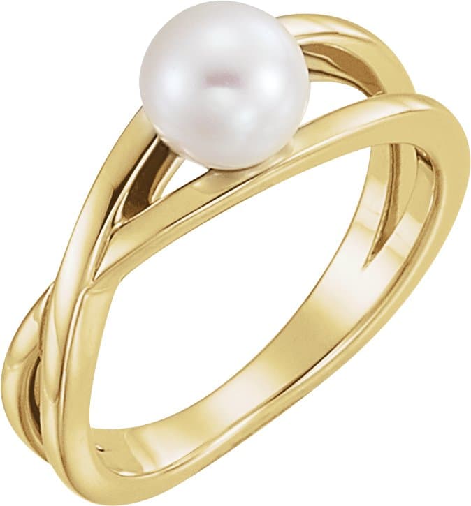 14K Rose Criss-Cross Ring Mounting for 6 mm Pearl