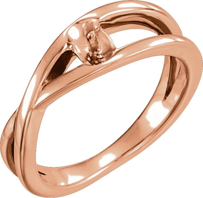 14K Rose Criss-Cross Ring Mounting for 6 mm Pearl