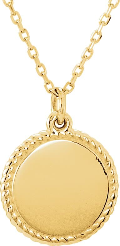 14K Yellow Engravable Round 16-18 Rope Necklace