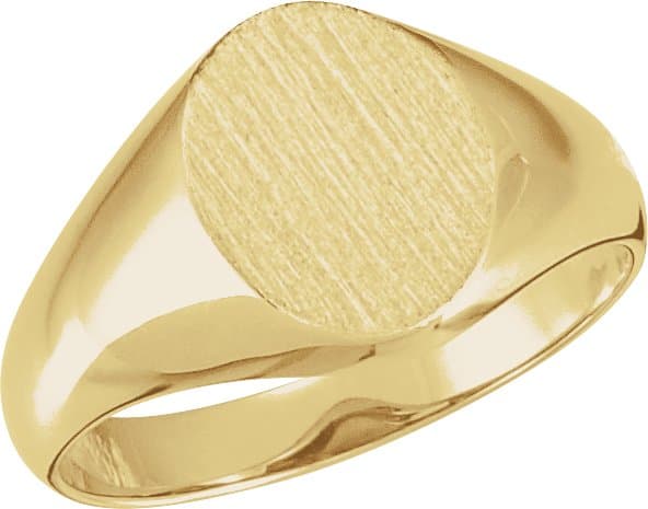 10K White 10x8 mm Oval Signet Ring
