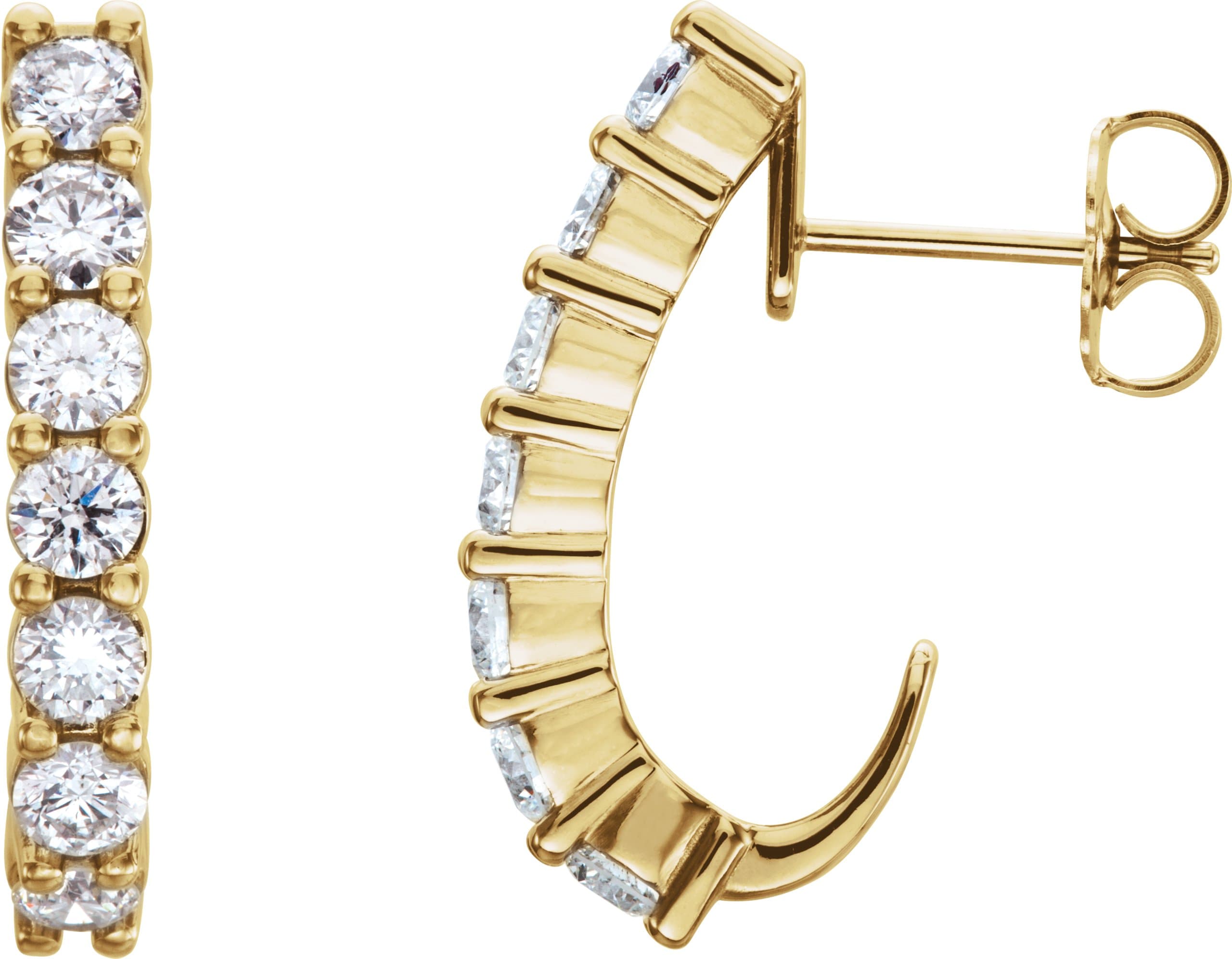 14K Rose 1 1/4 CTW Lab-Grown Diamond J-Hoop Earrings