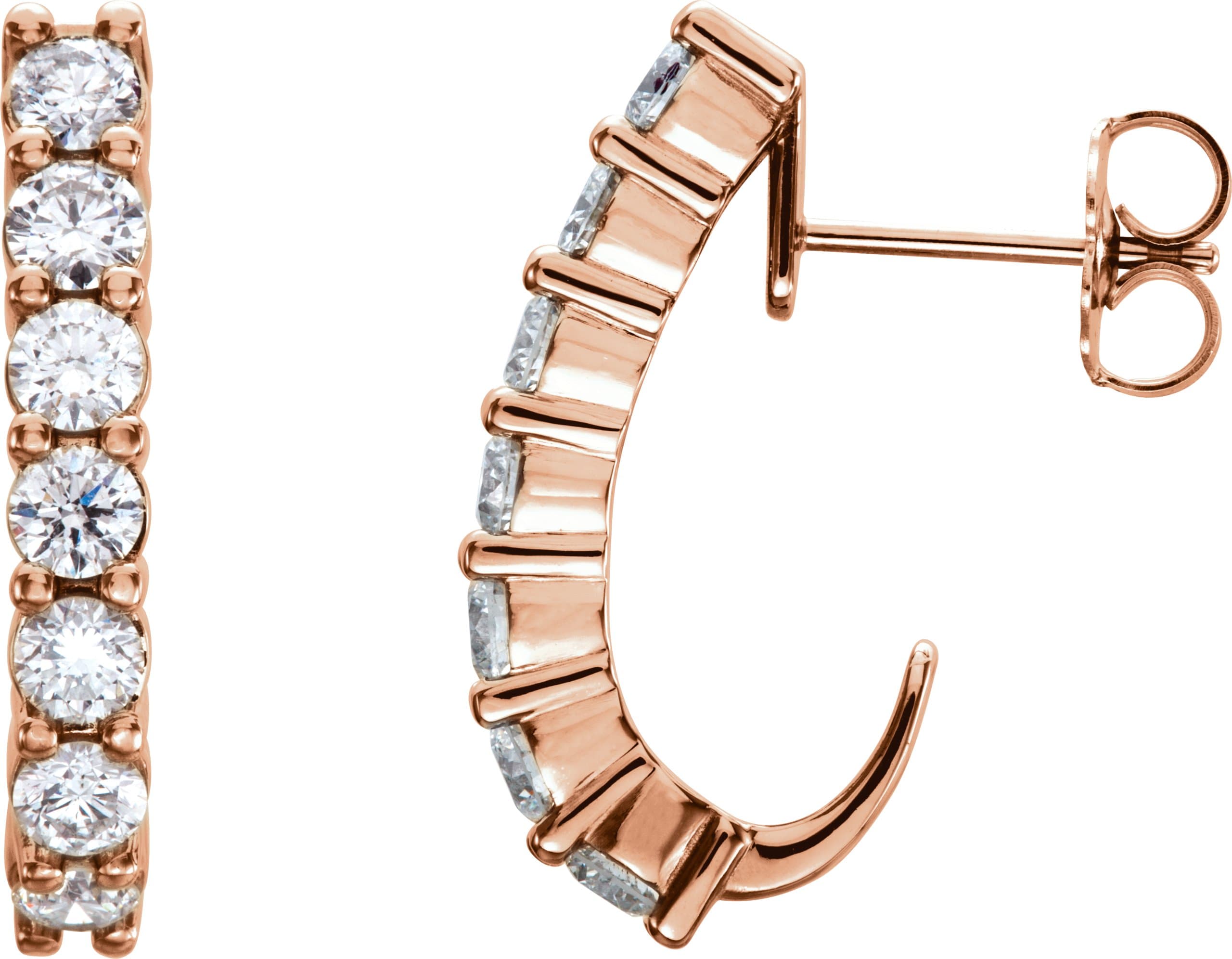 14K Rose 1 1/4 CTW Lab-Grown Diamond J-Hoop Earrings