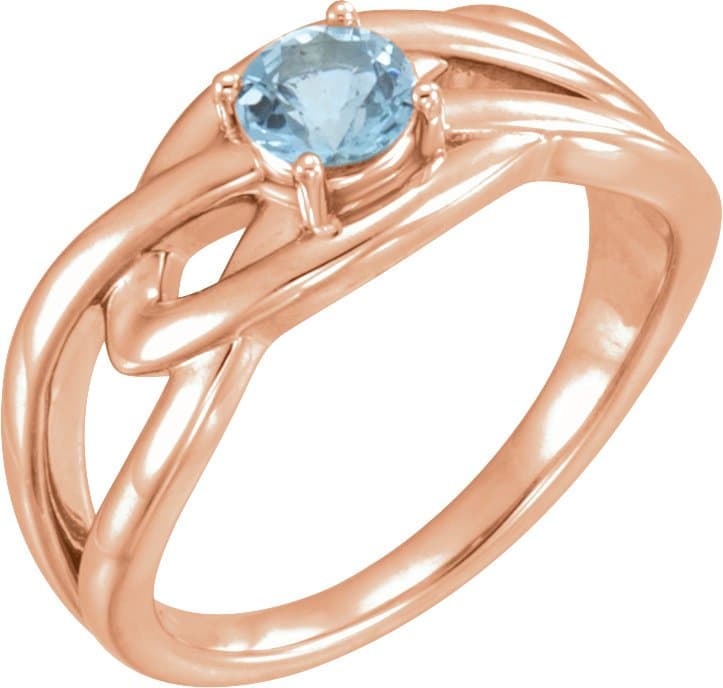 14K Rose Natural Aquamarine Ring