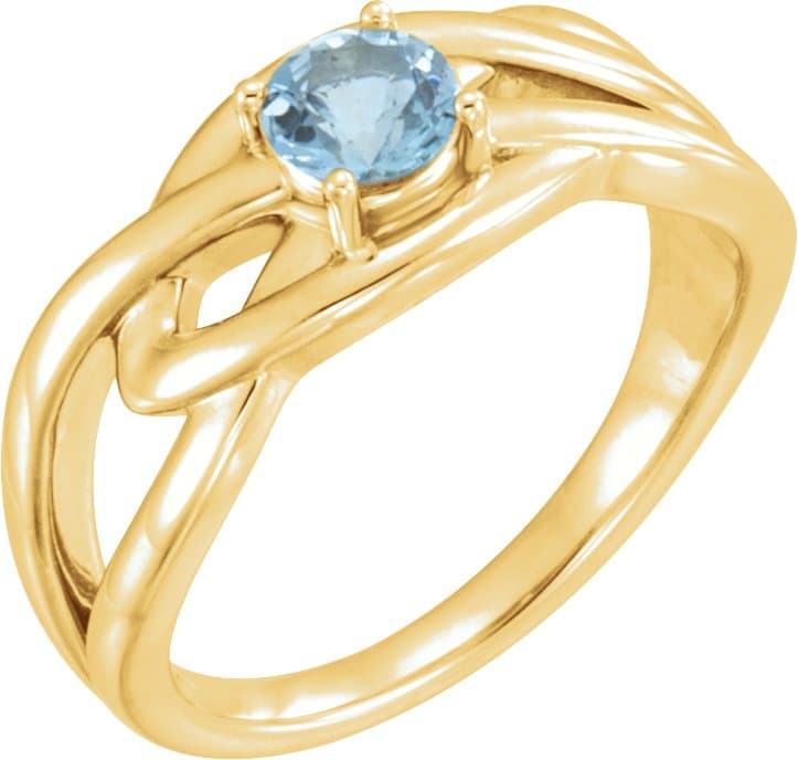 14K Rose Natural Aquamarine Ring