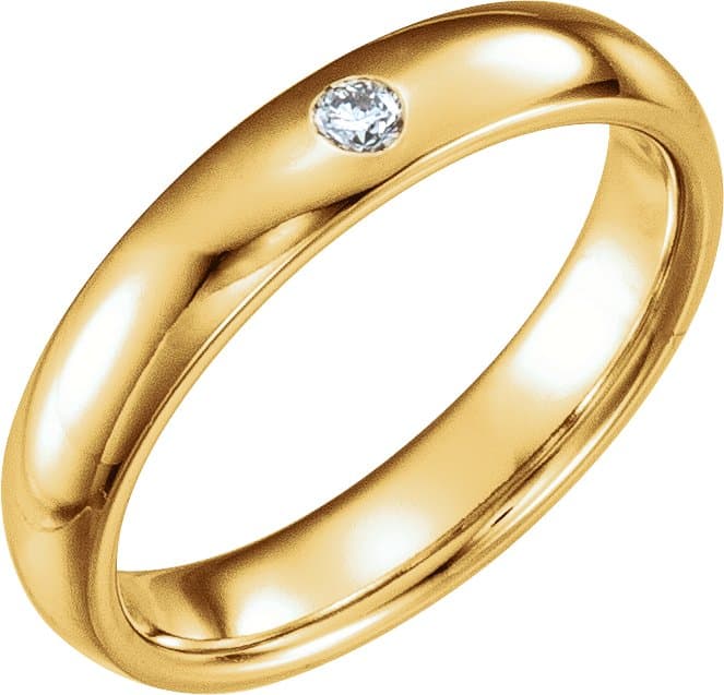 14K Rose .015 CT Natural Diamond Gypsy-Set Comfort-Fit Band Size 10.5