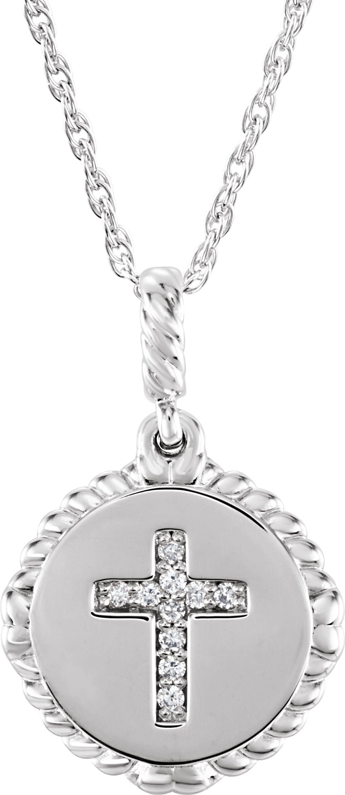 Platinum .04 CTW Natural Diamond Cross Rope 16-18 Necklace