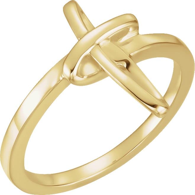 14K White Cross Ring